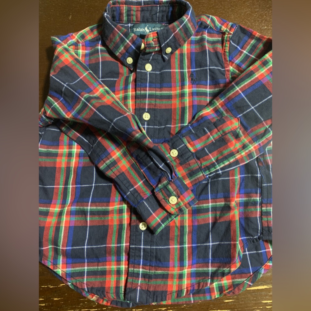 Toddler Ralph Lauren plaid button down shirt sz 24 months